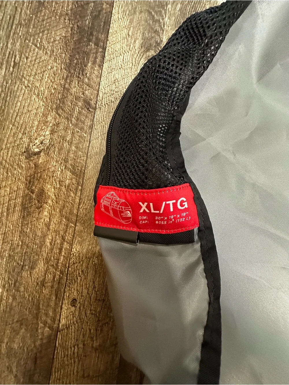 The North Face Black Mesh Duffel Stuff Sack with Gray Lining